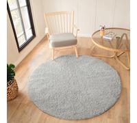 Livabliss Round Moda Shaggy-Solid Color Light Grey Plush Soft Pile Living Bedroom Rug 120 X 120 Cm Easy Care, Non Shedding