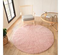Livabliss Round Moda Shaggy-Solid Color Pink Plush Soft Pile Living Bedroom Rug 160 X 160 Cm Easy Care, Non Shedding