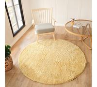 Livabliss Round Moda Shaggy-Solid Color Yellow Plush Soft Pile Living Bedroom Rug 120 X 120 Cm Easy Care, Non Shedding