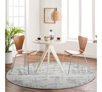 Livabliss Round Monaco-Abstract Grey Ivory Modern Marble Living Dining Bedroom Rug 200 X 200 Cm Easy Care, Non Shedding