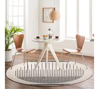 Livabliss Round Pisa-Geometric Black Grey Ivory Modern Living Dining Bedroom Rug 160 X 160 Cm Easy Care, Non Shedding