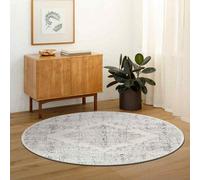 Livabliss Round Vintage Oriental Boho Cream Ceren Area Rug 160 X 160 Cm - Easy Care, Non Shedding, Ideal For Living Room & Bedroom