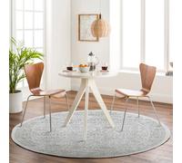 Livabliss Round Vintage Oriental Boho Grey/ivory Margaux Area Rug 160 X 160 Cm - Easy Care, Non Shedding, Ideal For Living Room & Bedroom