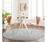 Livabliss Round Vintage Oriental Boho Grey Vicky Area Rug 200 X 200 Cm - Easy Care, Non Shedding, Ideal For Living Room & Bedroom