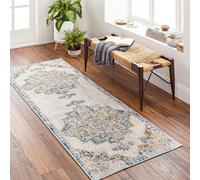 Livabliss Round Vintage Oriental Boho Sky Blue Agra Area Rug | Size: 160 cm x 215 cm Livabliss Blue 160 cm x 215 cm