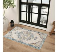 Livabliss Round Vintage Oriental Boho Sky Blue Agra Area Rug | Size: 60 cm x 90 cm Livabliss Blue 60 cm x 90 cm