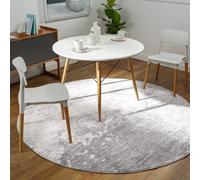 Livabliss Round Wanderlust-Abstract Grey White Black Modern Marble Living Dining Bedroom Rug 200 X 200 Cm Easy Care, Non Shedding
