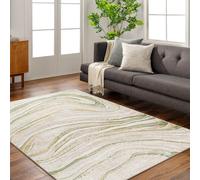 Livabliss San Francisco-Modern Green Grey Yellow Graphic Living Dining Bedroom Rug 200 X 275 Cm Easy Care, Non Shedding