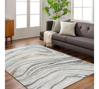 Livabliss San Francisco-Modern Grey Blue Yellow Graphic Living Dining Bedroom Rug 160 X 213 Cm Easy Care, Non Shedding