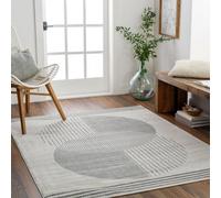Livabliss Scandi Geometric Medium Grey Enso2 Area Rug 200 X 275 Cm - Easy Care, Non Shedding, Ideal For Living Room & Bedroom