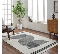 Livabliss Scandi Modern Black Reily Area Rug 200 X 275 Cm - Easy Care, Non Shedding, Ideal For Living Room & Bedroom