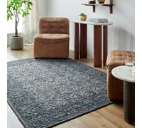 Livabliss Sicily-Hand Tufted Charcoal Blue Wool Traditional Vintage Boho Fringe Rug - 183 x 274 cm