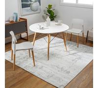 Livabliss Square Monaco-Abstract Grey Ivory Modern Marble Living Dining Bedroom Rug 200 X 200 Cm Easy Care, Non Shedding