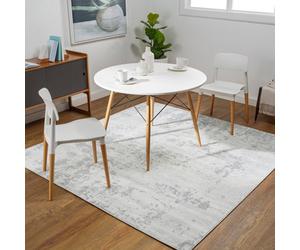 Livabliss Square Monaco-Abstract Grey Ivory Modern Marble Living Dining Bedroom Rug 200 X 200 Cm Easy Care, Non Shedding