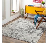 Livabliss Sunderland-Abstract Blue Grey Modern Marble Living Dining Bedroom Rug in White | Size: 200 cm x 275 cm Livabliss White 200 cm x 275 cm