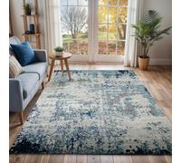 Livabliss Sunderland Abstract Blue Grey Modern Marble Living Room Rug 160 X 220 Cm Easy Care, Non Shedding