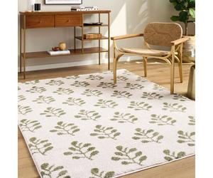 Livabliss Tivoli Edrv2304 Washable Cream Olive Modern High Pile Rug 160 X 213 Cm