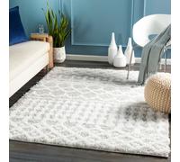 Livabliss Urban Shag-Geometric Beige Blue Pink Grey Soft Plush Pile Living Bedroom Rug in Light Grey | Size: 130 cm x 190 cm Livabliss Light Grey 130 cm x 190 cm