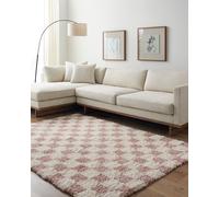 Livabliss Urban Shag-Modern Yellow Black Beige Pink Checkboard Plush Pile Living Rug | Size: 200 cm x 290 cm Livabliss Pink 200 cm x 290 cm