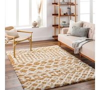Livabliss Urban Shaggy-Geometric Camel Ivory Soft Plush Pile Living Bedroom Rug 130 X 170 Cm Easy Care, Non Shedding