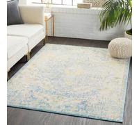 Livabliss Vintage Oriental Boho Cream/teal/yellow Lou Area Rug 120 X 170 Cm - Easy Care, Non Shedding, Ideal For Living Room & Bedroom