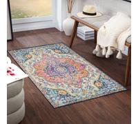 Livabliss Vintage Oriental Boho Pink/saffron Julia Area Rug 80 X 150 Cm - Easy Care, Non Shedding, Ideal For Living Room & Bedroom