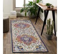 Livabliss Vintage Oriental Boho Pink/saffron Julia Runner Rug 80 X 230 Cm - Easy Care, Non Shedding, Ideal For Hallway Or Beside The Bed