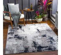 Livabliss Wanderlust-Abstract Blue Grey Black Modern Marble Living Dining Bedroom Rug 140 X 200 Cm Easy Care, Non Shedding