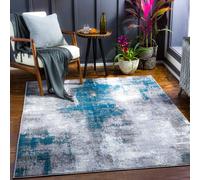 Livabliss Wanderlust-Abstract Blue Grey Black Modern Marble Living Dining Bedroom Rug 140 X 200 Cm Easy Care, Non Shedding