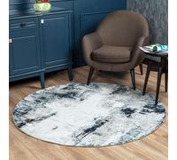 Livabliss Wanderlust-Abstract Blue Grey Black Modern Marble Rug - 160cm_diameter