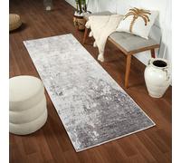 Livabliss Wanderlust-Abstract Grey Ivory Blue Modern Marble Rug - 80 x 220 cm