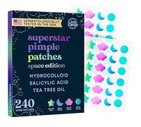 LivaClean 240 CT Holographic Cute Acne Patches - Space Edition w/Tea Tree Oil for Face - Hydrocolloid Star Pimple Patches