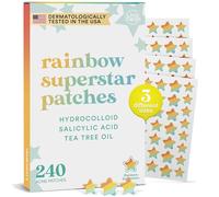 LivaClean 240 CT Rainbow Superstar Acne Patches w/Salicylic Acid & Tea Tree, Rainbow Star Patch Star Pimple Patch Pimple for Face Acne Patches Cute Zit for Face