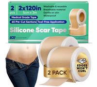 Livaclean Health 2 Count 2" x 120" Silicone Scar Tape | Gentle on Skin, Strong Adhesion, Reusable & Washable | Ideal for Active Lifestyles | Silicone Scar Sheets for Surgical Scars | Silicone Tape