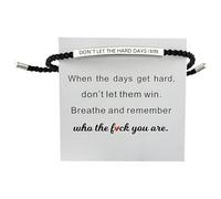 livager Inspirational Bracelets for Women Don't Let the Hard Days Win Bracelet Motivational Strength Adjustable Rope Tube Bracelets for Family Friends Girls Unisex Adult Daily Wear Black
