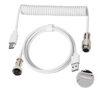 livager USB C Keyboard Coiled Cable 3m Pro Custom Braided Type-C To USB A TPU Mechanical Line with Detachable Aviator Connector Extendable Wire for Gaming Keyboard PC Laptop Mac PS4 White