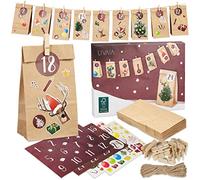 LIVAIA DIY Advent Calendar Kit - Beautiful Craft Advent Calendar with 24 Paper Bags and Craft Stickers - Build Your Own Countdown Calendar - Advent Calendar Gifts Fillers for Kids and Adults