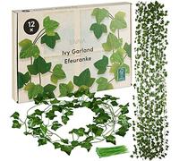 LIVAIA Ivy Artificial Plants: 12 x Ivy Garland - Fake Plant Room Decoration - 200 x 13 cm - 78-80 Leaf Fake Ivy as Room Decor or or Balcony Decoration - Artificial Plants for Privacy Screen