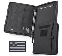 Livans Portfolio Padfolio Binder Detachable 3-Ring Binder Planner, Zip Tactical Notebook Cover with A4 Letter Paper, Multi-Storage Organizer Handle Bag for Out-Work, Travels, Office & School