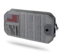 LIVANS Tactical Car Sun Visor Organizer | Automotive Semi-Rigid MOLLE Panel with Zipper Storage Pouch & Glasses Clip | Universal Fit for Trucks, SUVs, Jeeps & Patrol Vehicles (Gray)