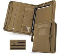 LIVANS Tactical Notebook Portfolio Padfolio Ring Binder with Zipper, Large Military Notebook Planner Contains 25 Sheets A4 Letter Paper and Detachable 3-Ring, Multi-Storage Handle Bag for Out-Work