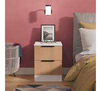 Livara Ready Assembled 2 Drawer Bedside Table - White & Oak