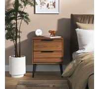 Livara Ready Assembled Bergen 2 Drawer Bedside Table -Walnut