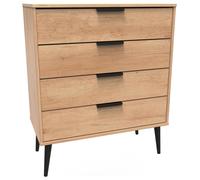 Livara Ready Assembled Bergen 4 Drawer Chest - Oak Effect