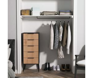Livara Ready Assembled Bergen 5 Drawer Tallboy - Dark Grey