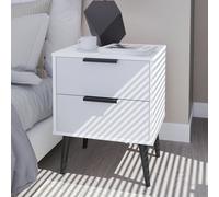 Livara Ready Assembled Bergen Bedside Table - Grey & White