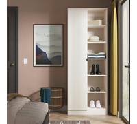 Livara Ready Assembled Canmore 1 Door Shelf Wardrobe - Beige