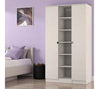 Livara Ready Assembled Canmore 2 Door Shelf Wardrobe -Beige