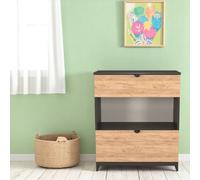 Livara Ready Assembled Canmore 2 Drawer Chest-Graphite & Oak