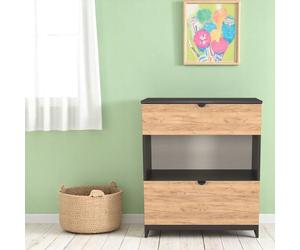 Livara Ready Assembled Canmore 2 Drawer Chest-Graphite & Oak